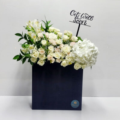 Get well soon  Fresh flowers black box