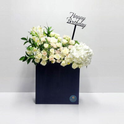 Happy birthday  Fresh flowers black box