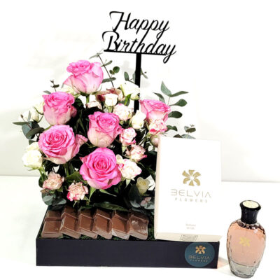 Happy birthday flowers tray13