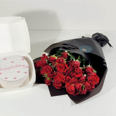 Mini bouquet red with cake