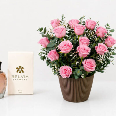 Pink pot with perfume