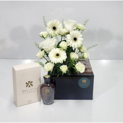 white box flowers with perfume
