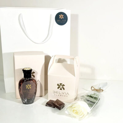 white single rose with gift 2